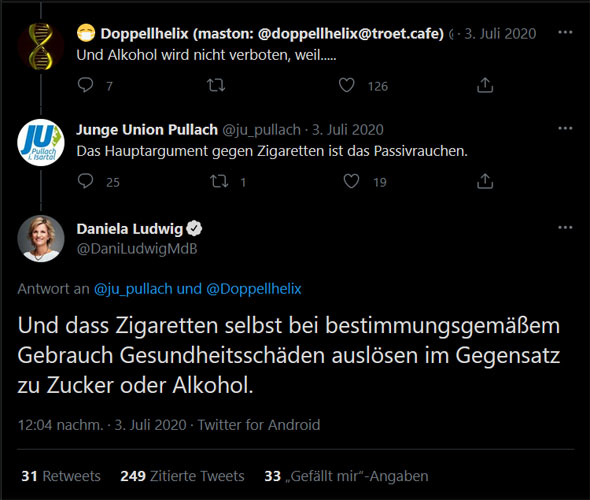 Screenshot vom Tweet Daniela Ludwigs