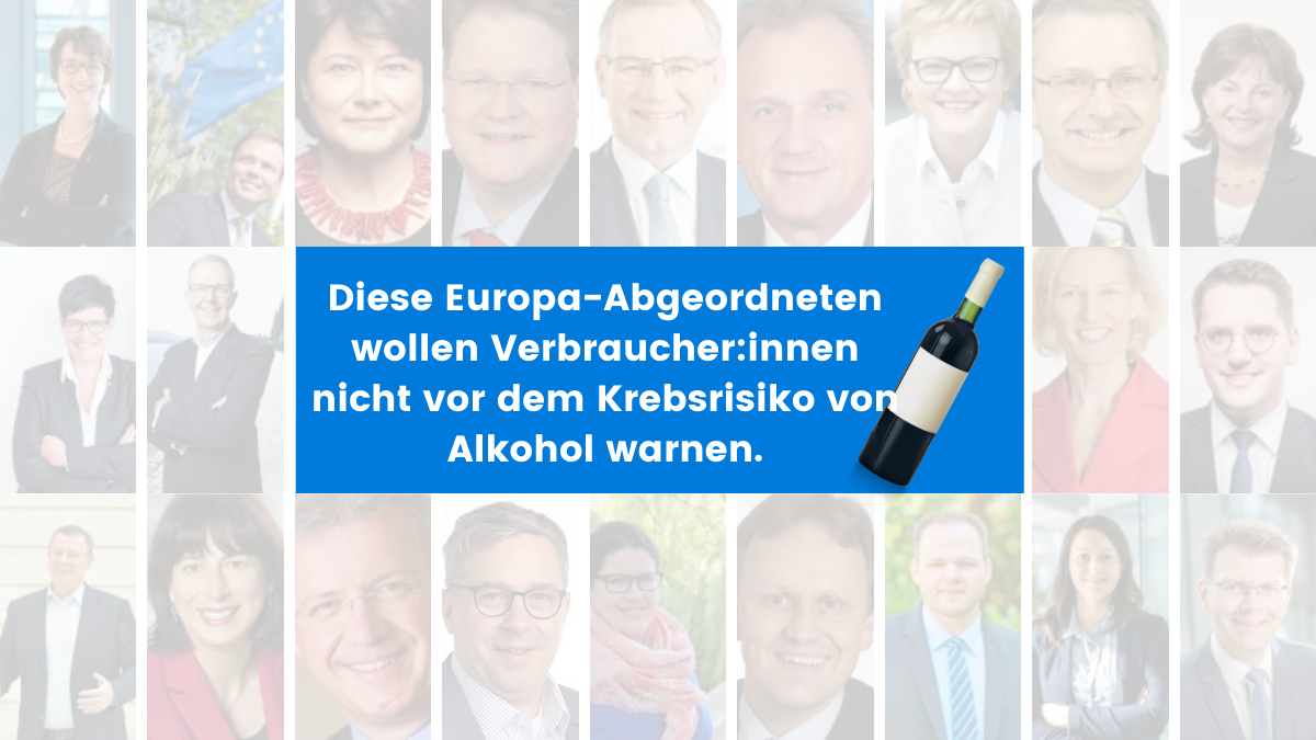 22 EP-Abgeordnete aus Deutschland gegen Krebswarnung auf Alkoholprodukten