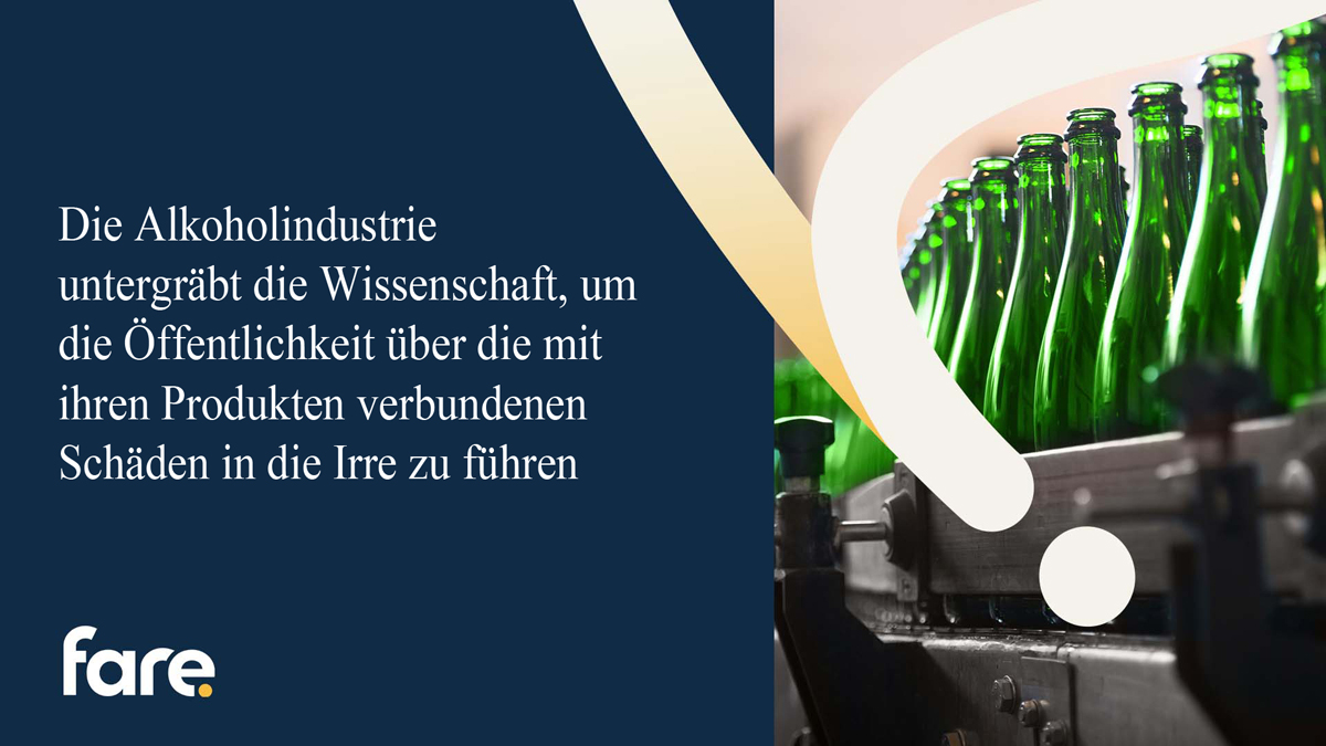 Flaschenreihe mit Zitat aus dem Bericht