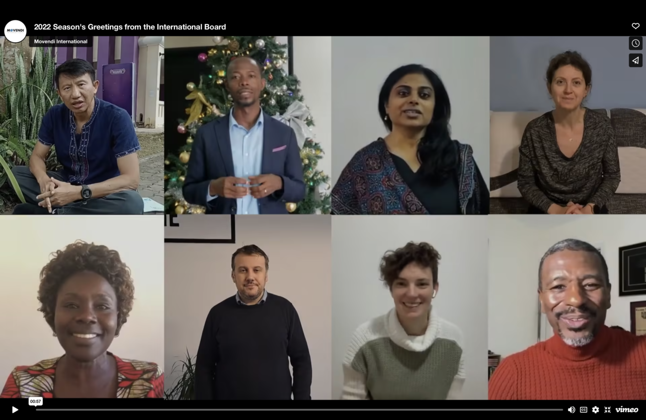 Der Vorstand von Movendi International in seinem Videogruß