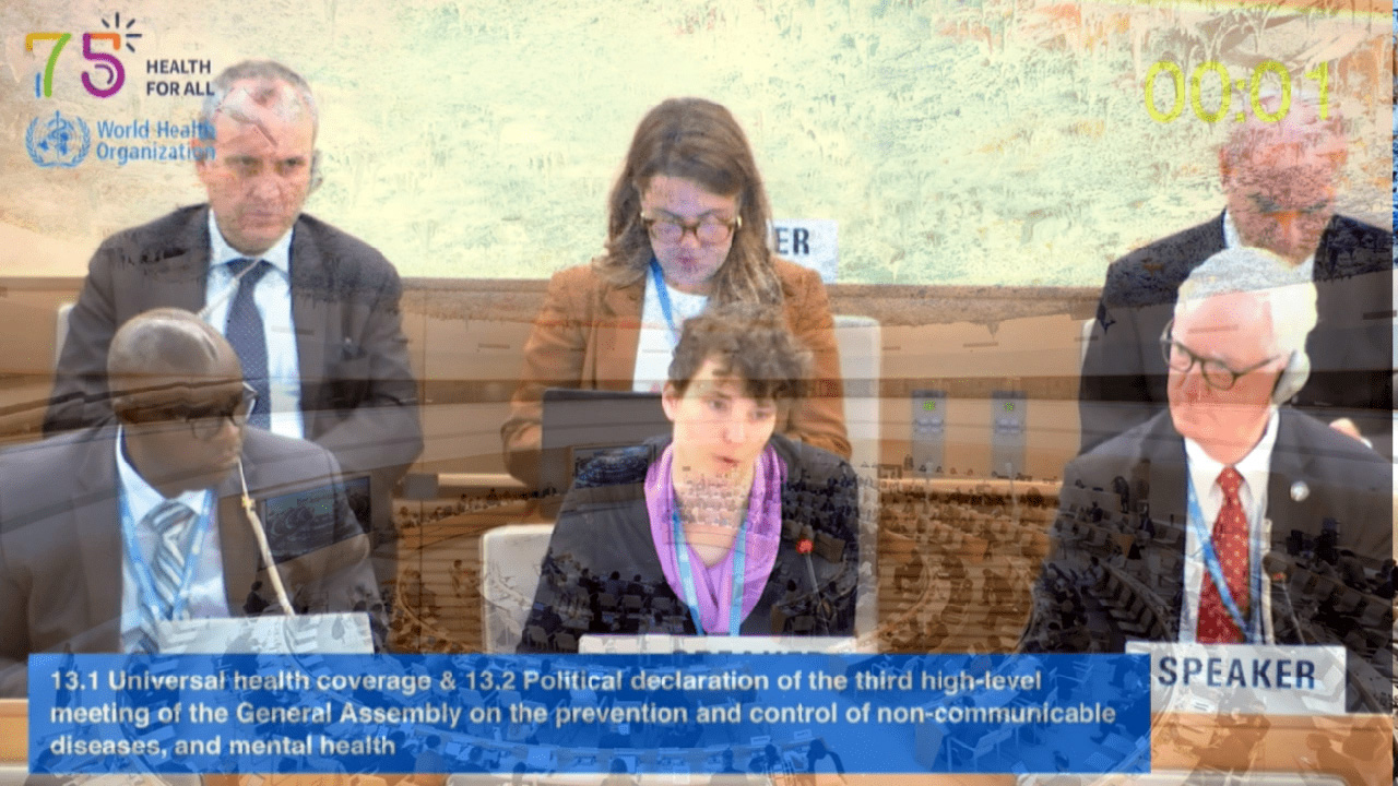 Kristína Šperková vertritt Movendi International bei der 76. Weltgesundeitsversammlung 2023 in Genf.
