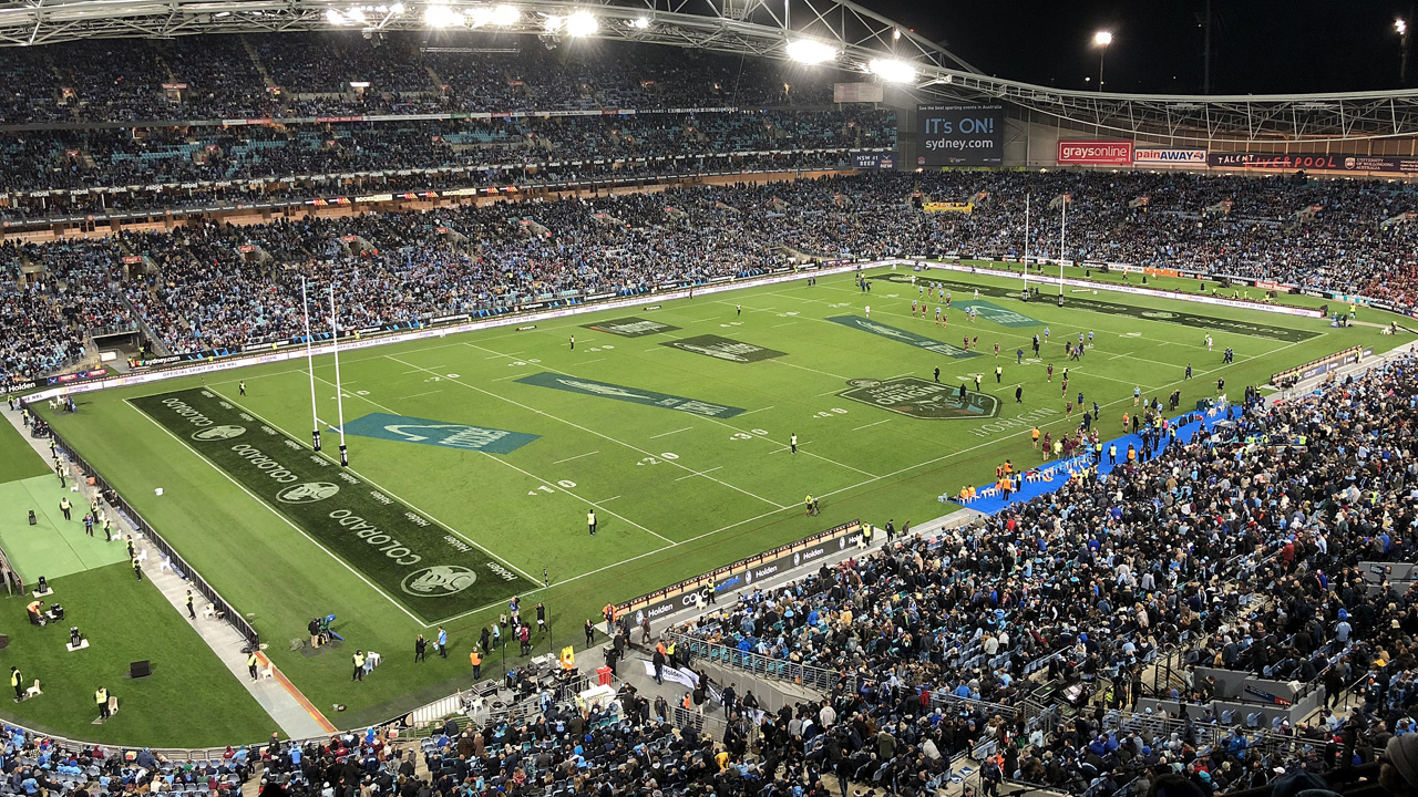 Blick auf das ANZ-Stadion während des State of Origin Game II 2018.