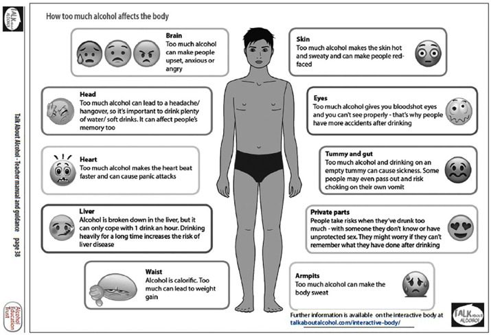 FehlInfografik aus dem Lehrerhandbuch des Alcohol Education Trust.