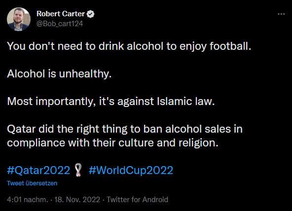 Screenshot des Tweets von Robert Carter
