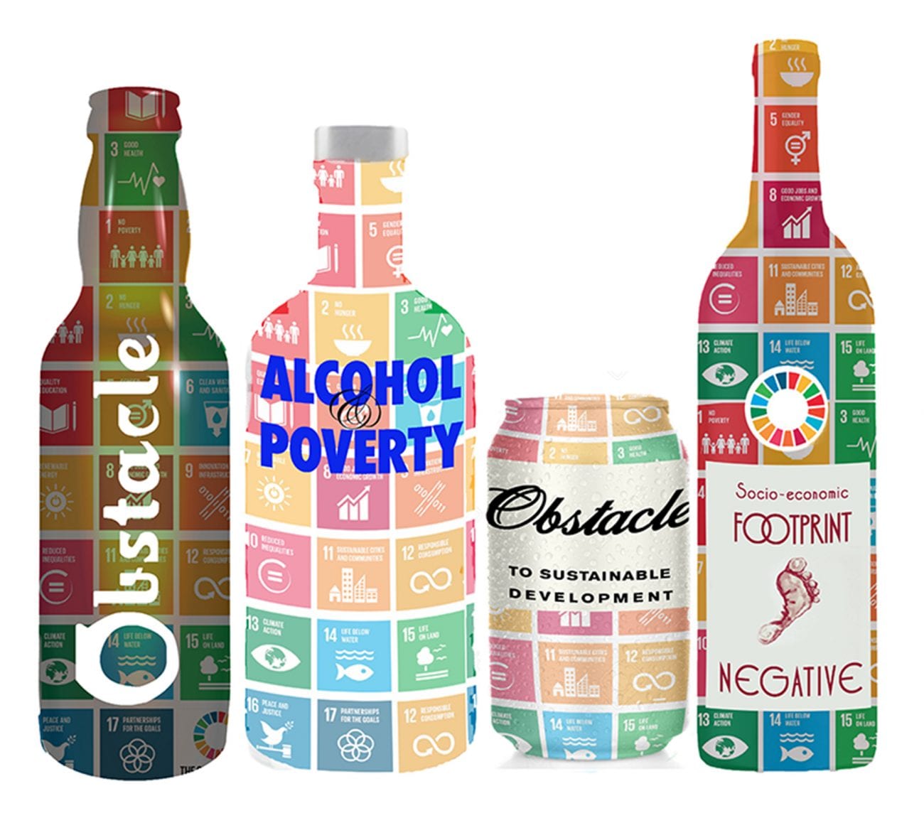 Silhouetten von alkoholichen Getränken.