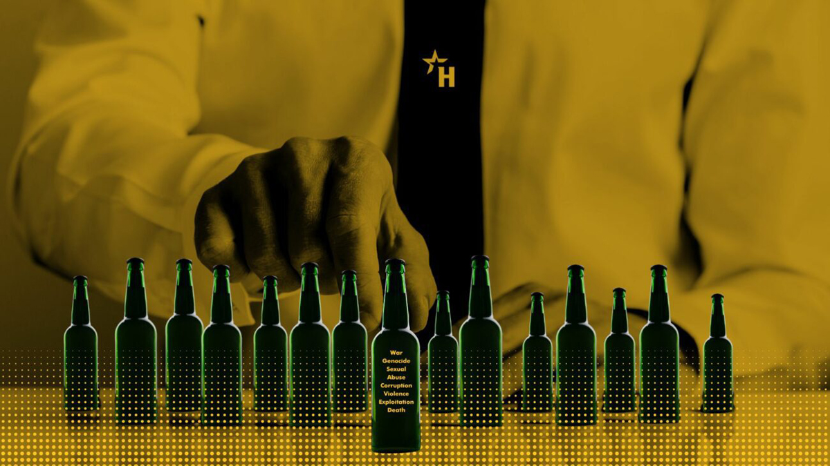 Geschäftsmann mit Heineken-Krawatte