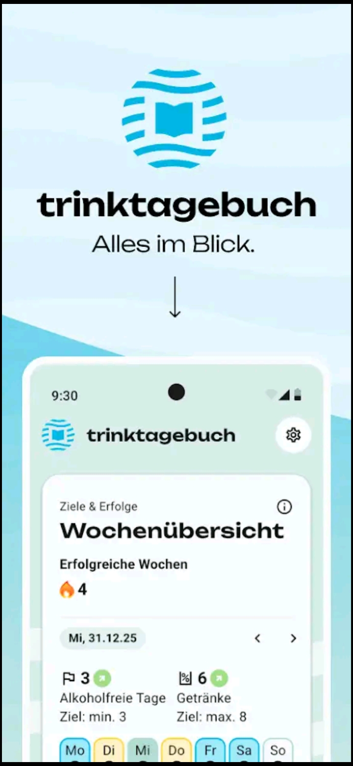 Screenshot der DHS-Alkohol-Trinktagebuch-App.