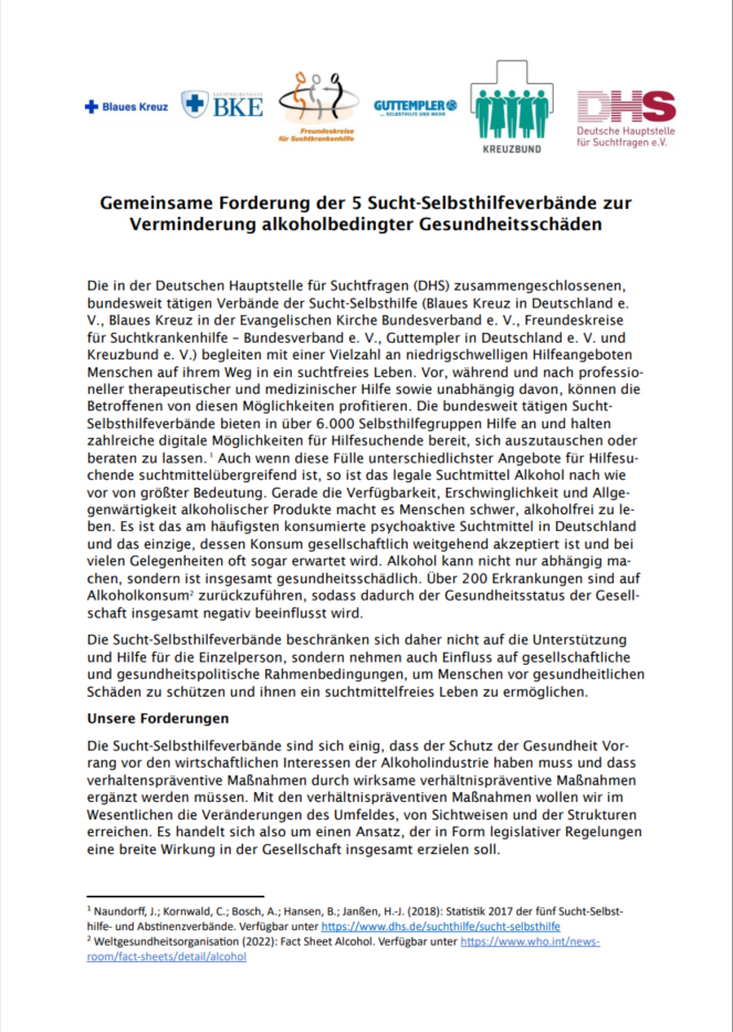 Erste Seite des Forderungspapiers.
