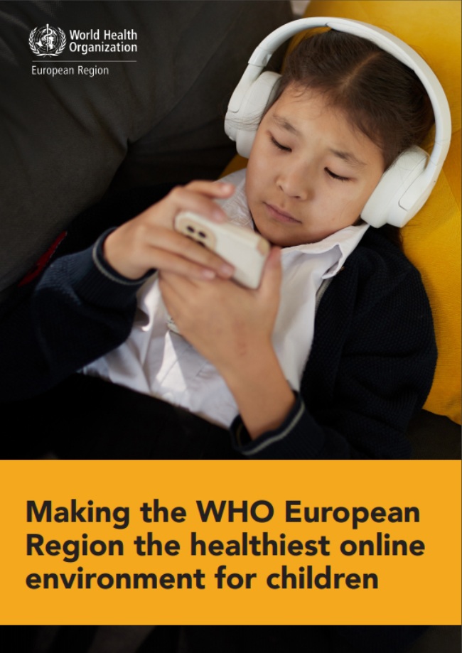 Titelseite des WHO-Positionspapiers 'Making the WHO European Region the healthiest online environment for children'.