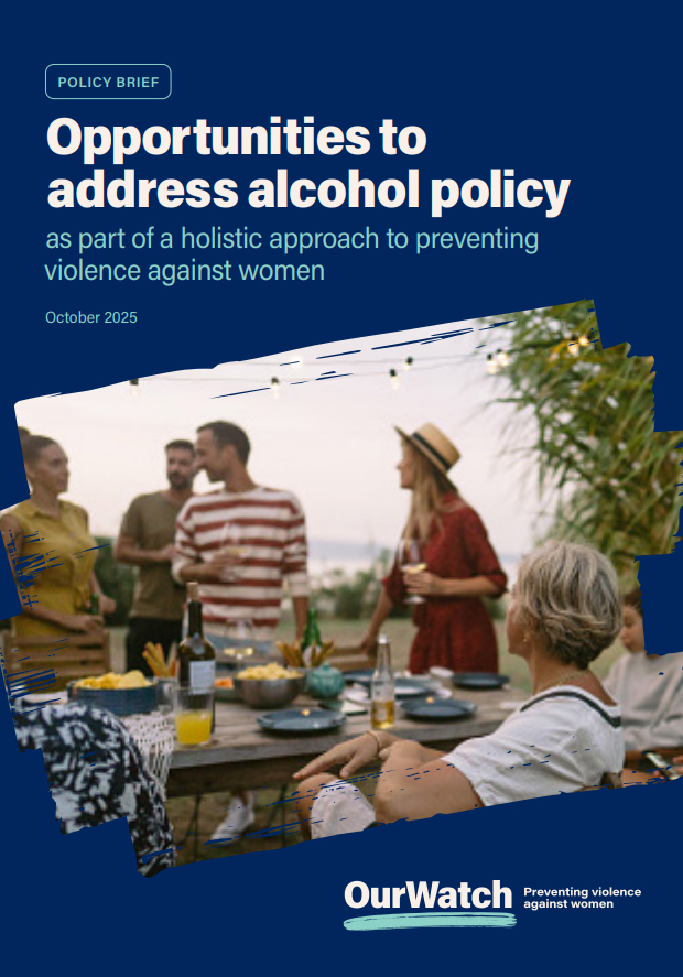 Titelseite 'Opportunities to Address Alcohol Policy as Part of a Holistic Approach to Preventing Violence Against Women'.