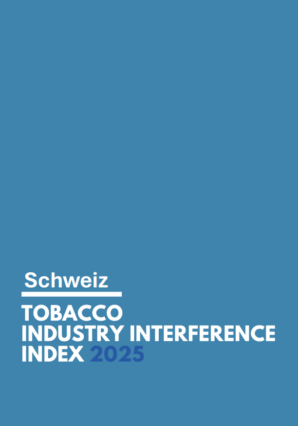 Titelseite 'Tobacco Industry Interference Index 2025 Schweiz'.