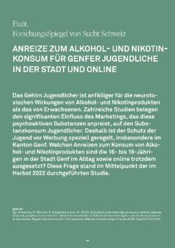 Anreize zum Alkohol- und Nikotin-Konsum für Genfer Jugendliche in der Stadt und On-0