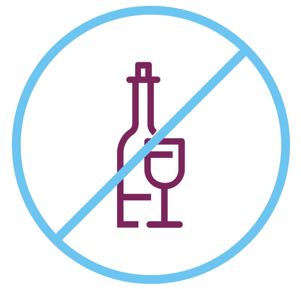 Logo mit durchgestrichener Flasche und Glas