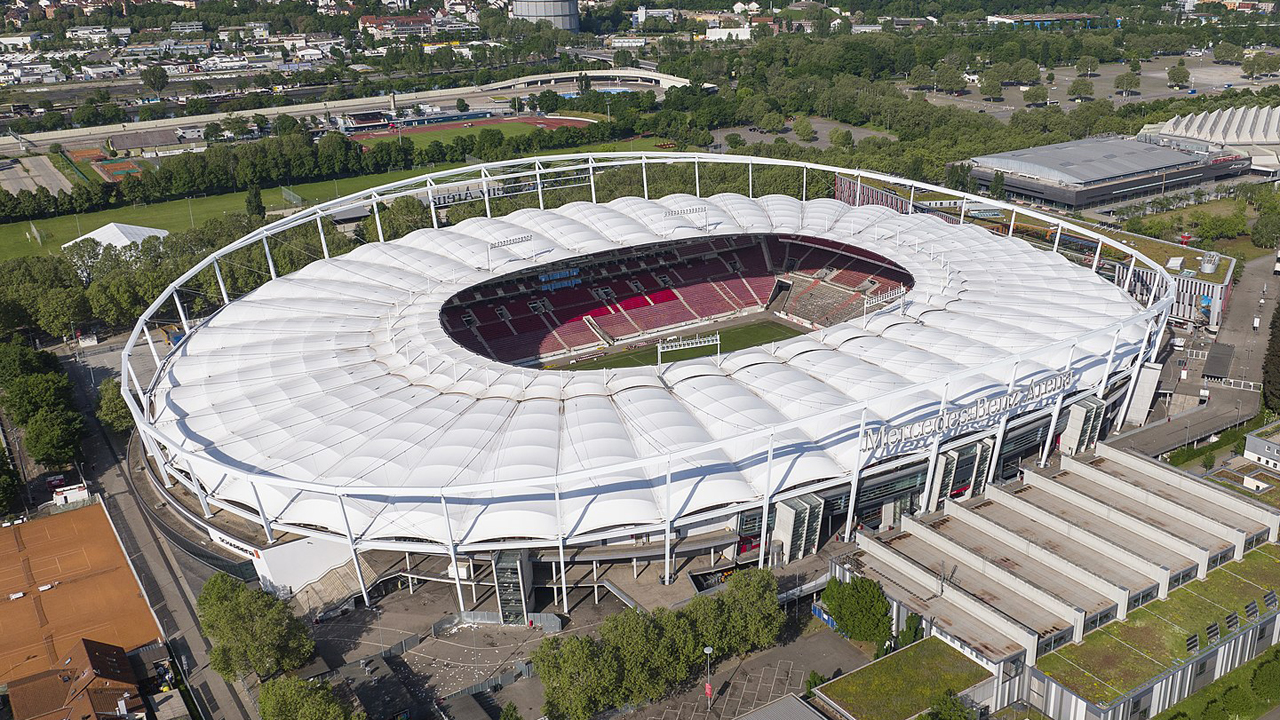 Stuttgarter Neckarstadion aus der Vogelperspektive.