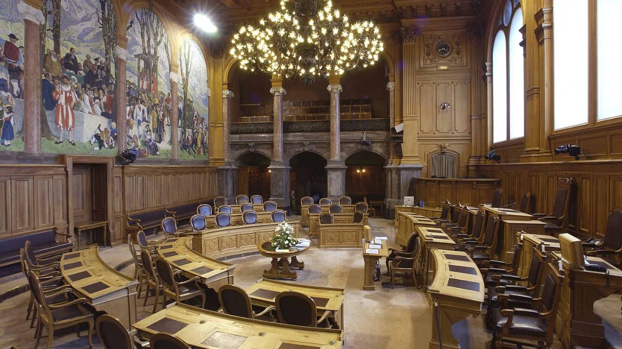 Blick in den Ständeratssaal im Schweizer Bundeshaus in Bern.